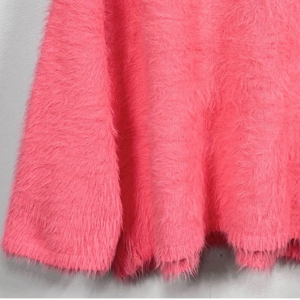 Free People Harrison Bunny Crew Sweater XS Pink Eyelash Knit Oversized Slouchy